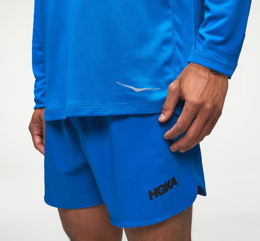 Hoka One One Top Herre - Performance Lang Sleeve - Blå - 543980ONP